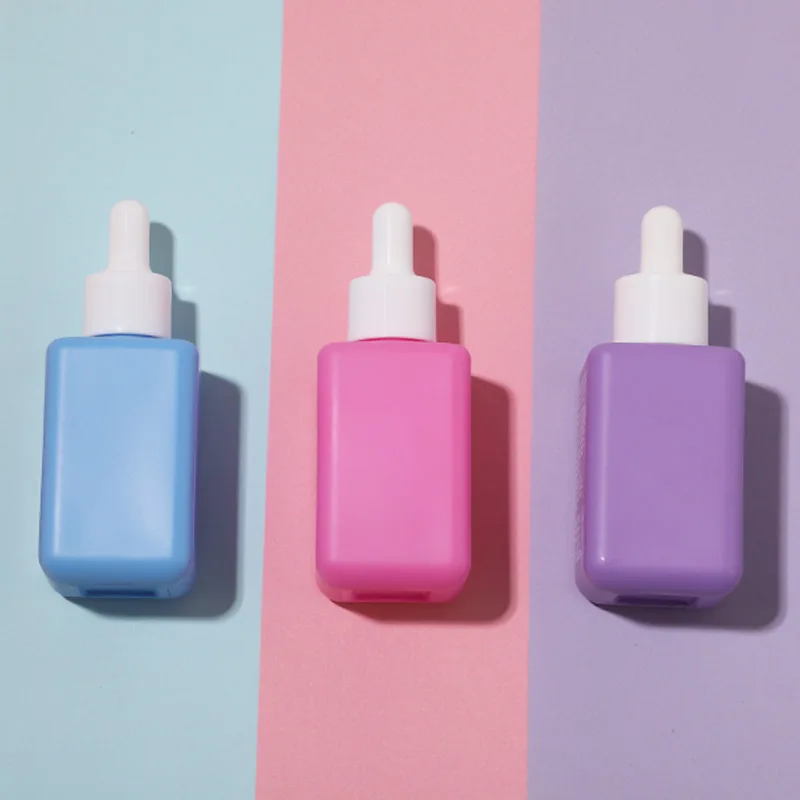 Customized 50ml Colored Glass Bottle With Dropper For Essential Oil Perfume Fragrance  Skincare Packaging Square Bottle