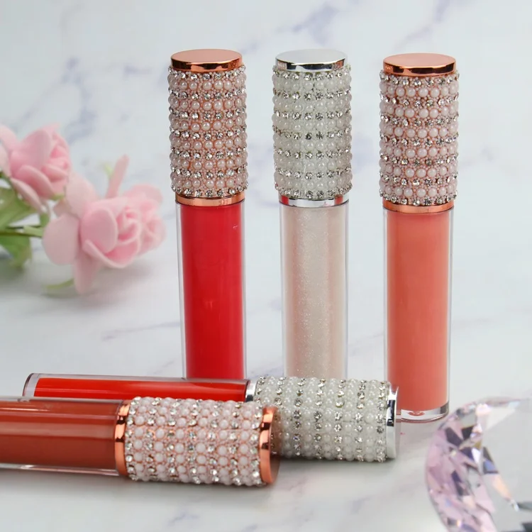 
Diamond tube Lipgloss base Private Label Custom Logo wholesale lipgloss rhinestone tube Glitter Clear Lip gloss cosmetics Vendor 