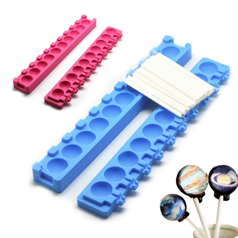 Custom Food Grade 10 Holes Sucker Hard Candy Molds Starry Sky Silicone Lollipop Mold