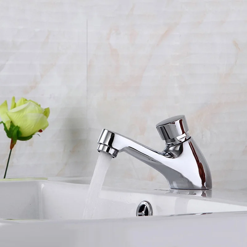 Hot Sale Water Tap Sink Tap Bathroom Water Faucet Brass Single Hole Basin Faucet Self Closing Tap