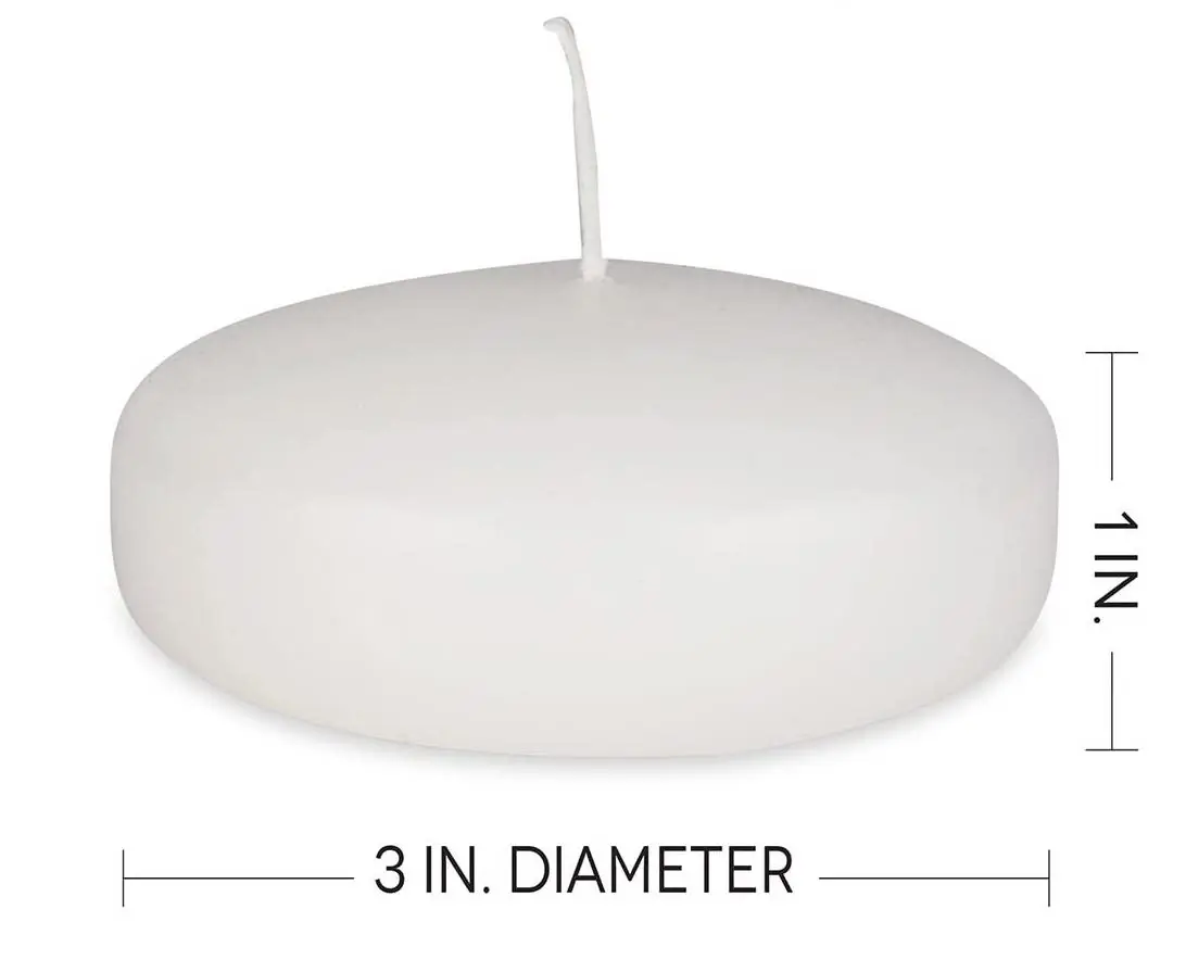 Hot Sale Floating Candles Tealight for Cylinder Vases Centerpieces at Wedding 3 inches White Unscented Wax Discs Set of 24 pcs