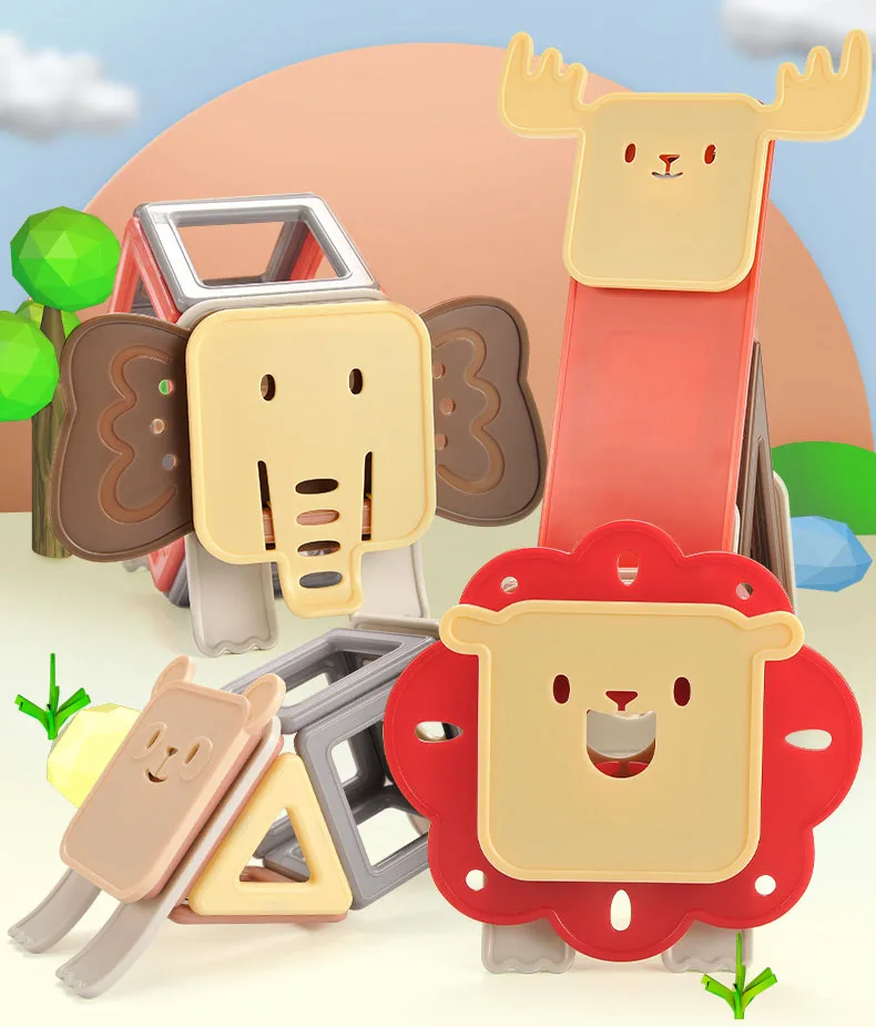 Educational & Funny Forest Animal Magnetic Building Blocks Toy DIY 69 pcs