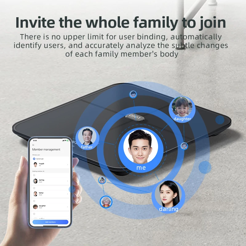 250KG Electronic Weighing Scale Connect Bluetooth Weight Scale Large TFT Digital Display Weight Scale With Smartphone APP