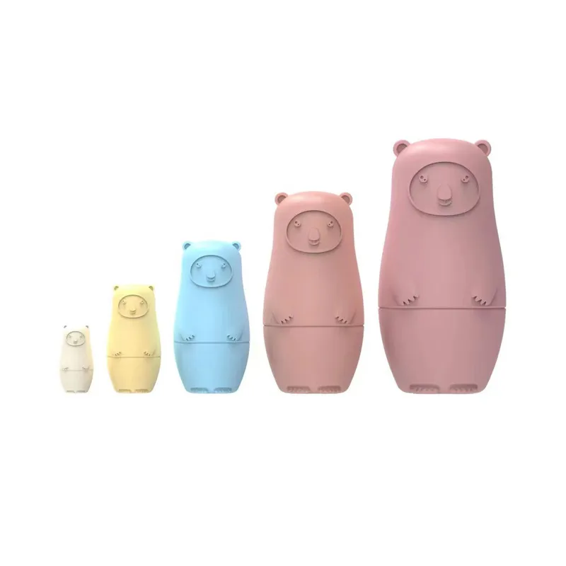 Babe Nesting Dolls Made of Silicone Matryoshka Russian Dolls Bear Handmade for Christmas Holiday Souvenir for Babies