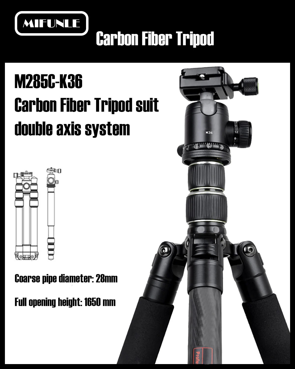 Concept Lightweight Carbon Fiber Camera Tripod Professional Tripod Camera Tripod With Carry Bag