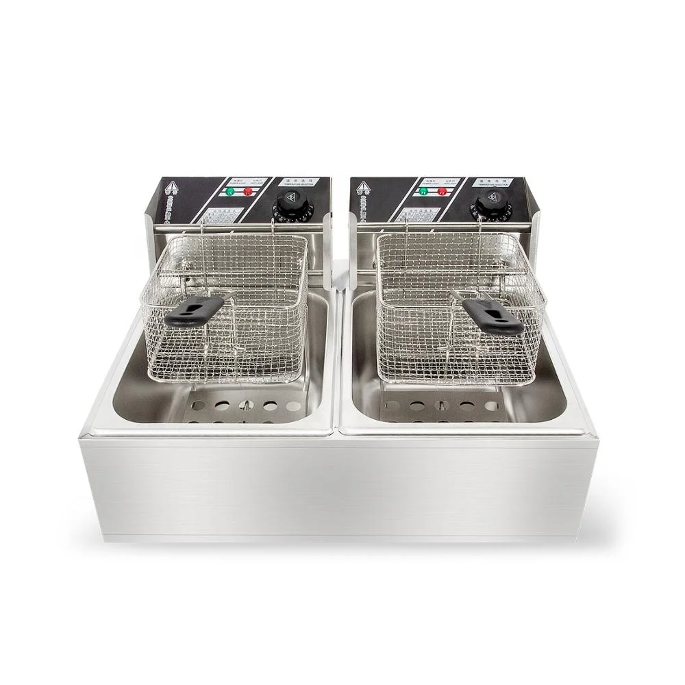 
6L+6L Electric double-tank Fryer French Fries Machine Chicken Equipment Restaurant Equipment electronic fryer 