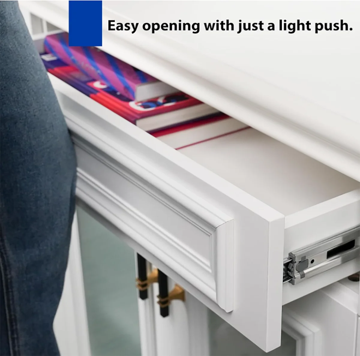 Full Extension Push To Open Drawer Telescopic Rails Kitchen Cabinet Hardware Light Push Slide-out Ball Bearing Drawer Sliders