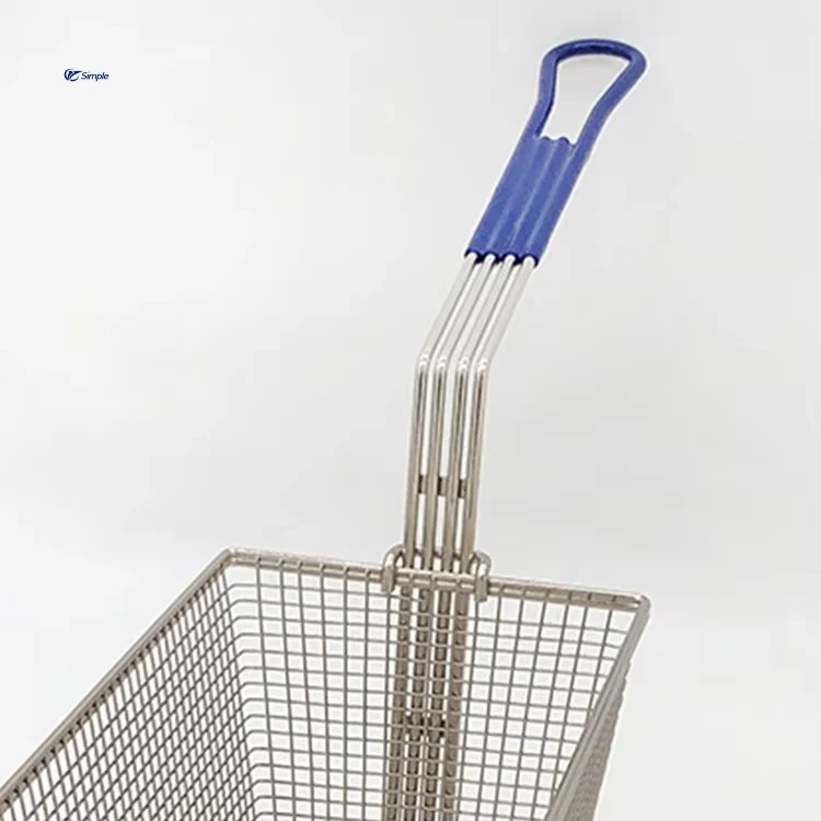 Factory Hot Sale Metal Food Basket Kitchen Accessories Rectangle Wire Mesh Deep Fat Kitchen Stainless Steel  Fryer Basket