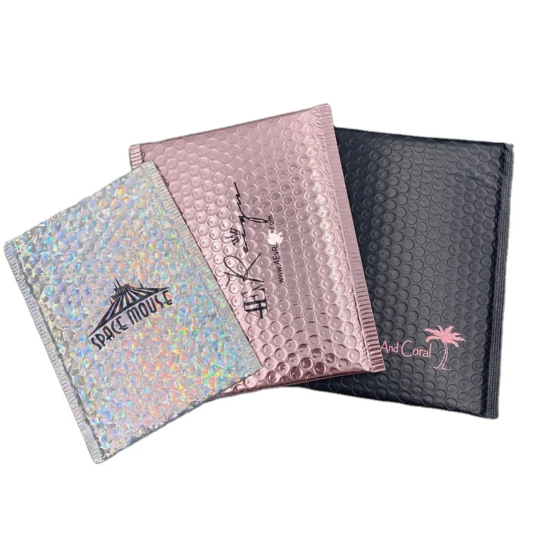 In stock in USA warehouse Custom print Aluminum rose gold bubble envelope mailer bubble mailer black bubble mailer