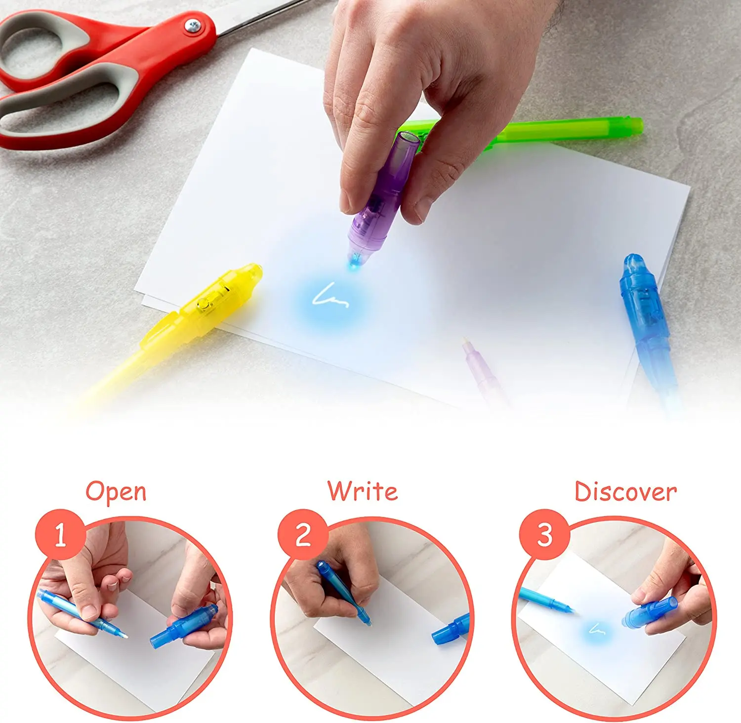 Luminous Light Pen Magic UV Drawing Invisible Ink Pen Learning Education Toy for Child