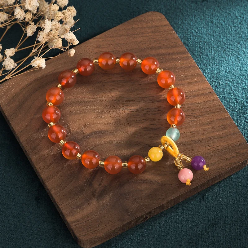 natural Rutilated Quartz Red Agate Lazuli Amethyst Crystal Beads Strand Bracelets Women Fine Jewelry