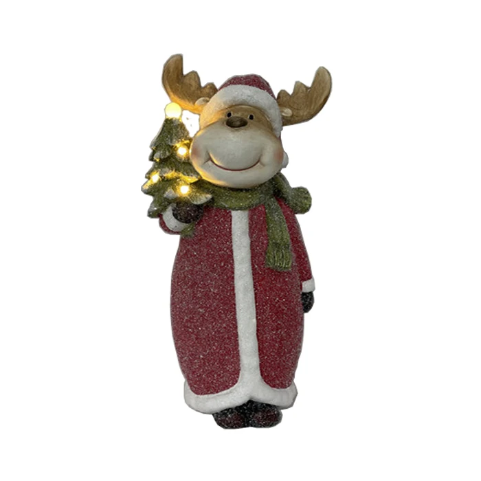 Cheap Christmas handmade Magnesia Gnome with Led light Ornaments Mgo Christmas Gifts Crafts Reindeer Statue Decoration