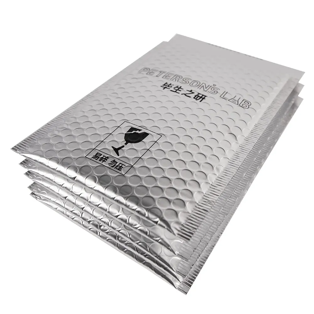XCGS Hot Sale Custom Size Silver Metallic Bubble Mailer Matt Foil Self Seal Envelopes For Shipping