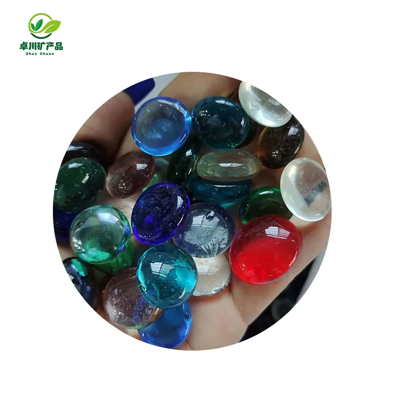 Transparent crystal glass flat beads fish bowl aquarium landscaping stone stove irregular glass flat beads