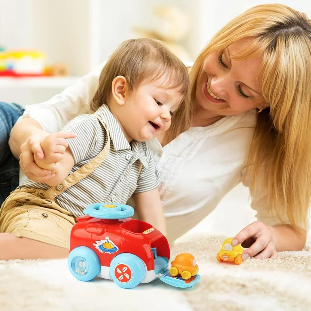 Baby cartoon catapult car toy press and go catapult vehicles inertial ejection storage car with anti-collision & fall resistance