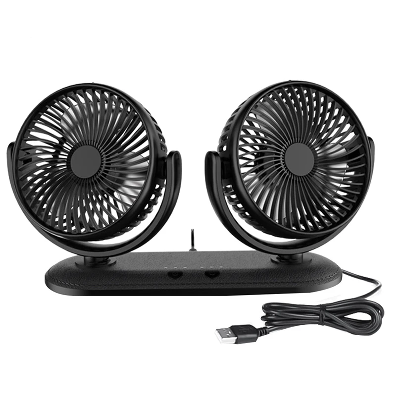 
DC12V/24V Car Fan 3 Speed Dual Head Auto Fan Low Noise Portable Car Cooling Fan  (1600206765181)