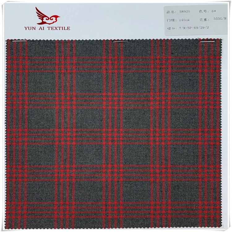 fancy casual yarn dyed woven plaid polyester rayon spandex suit coat fabric