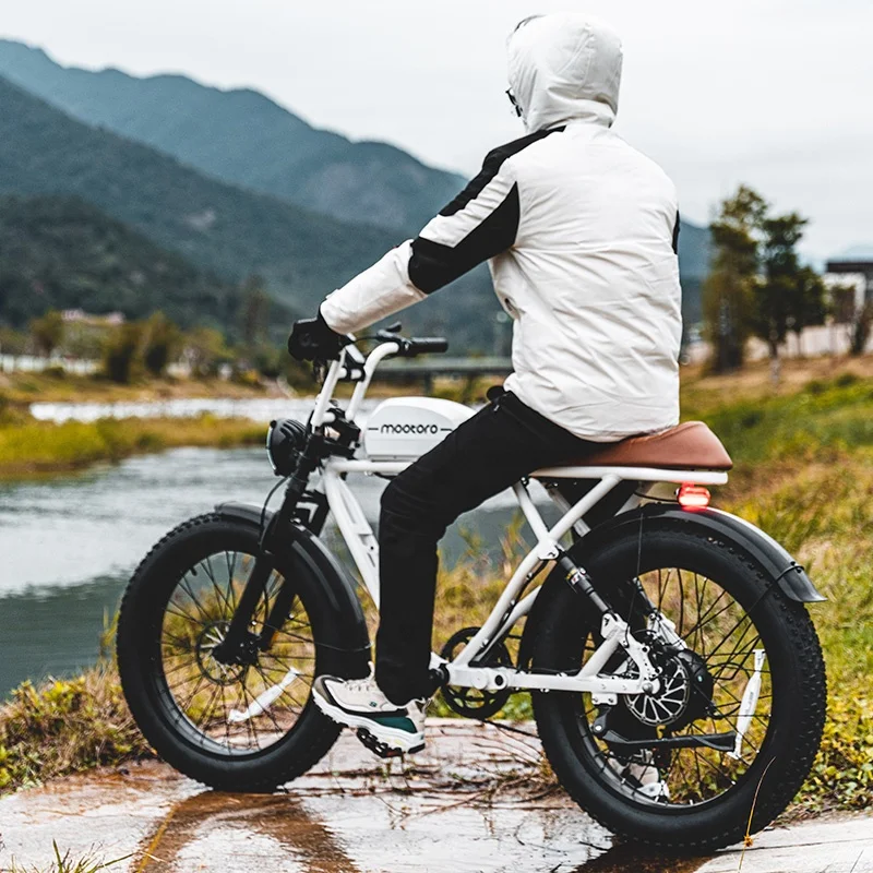 Mootoro 1000W 52V Electric Cafe Racer Mountain Bike Full Dual Suspension Bicicleta Electrica Hydraulic Sensor Chopper Bicycle