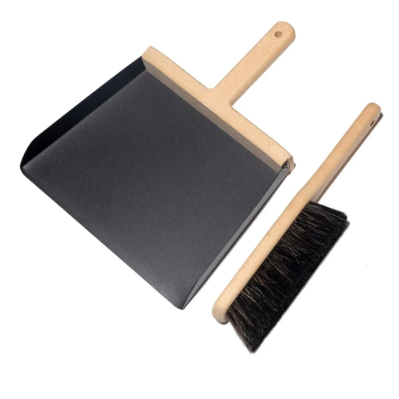 Portable high quality wooden handle bristle and iron big broom dustpan set for cleaning
