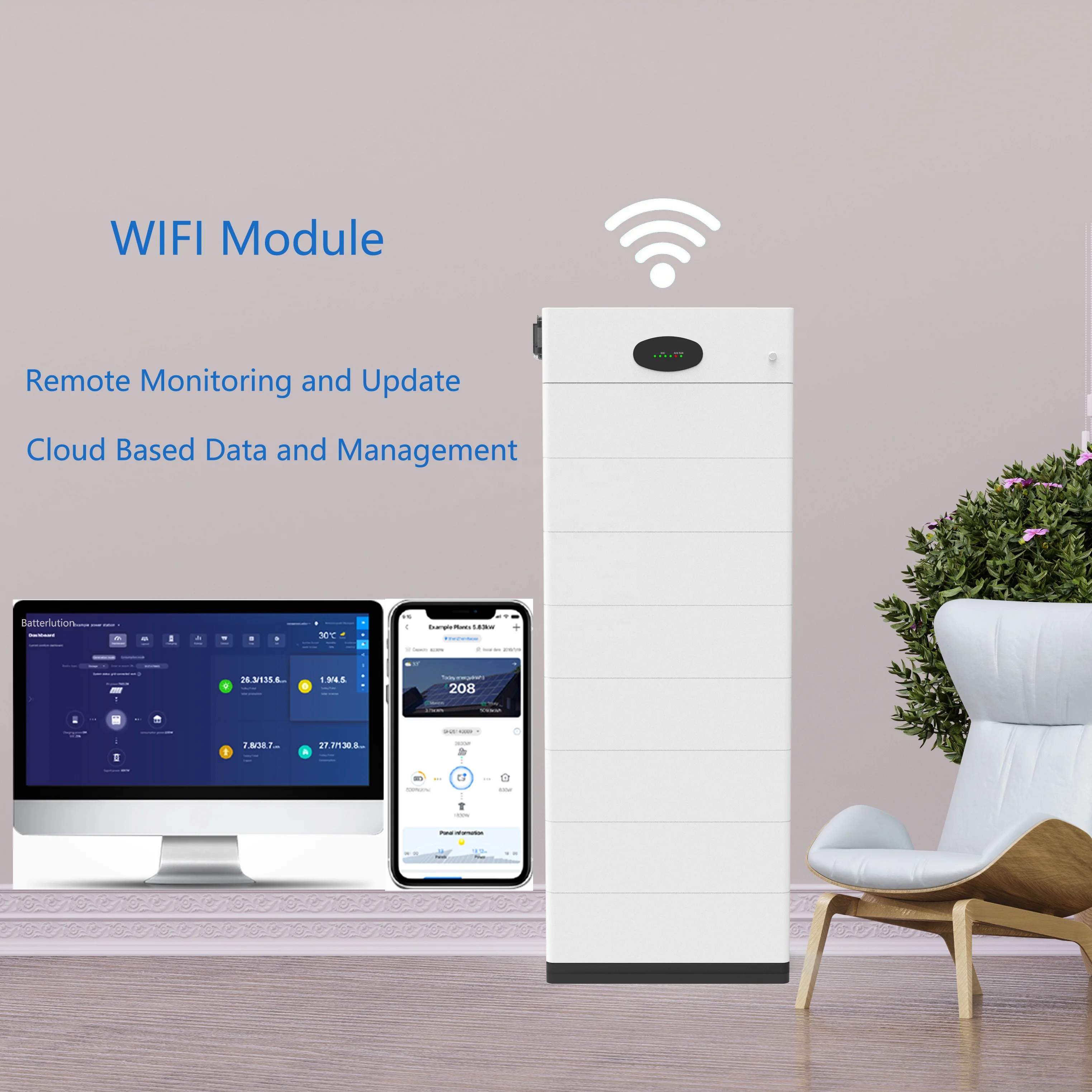 Wifi BMS High Voltage Stacked LFP Power Battery Module 192V 10kWh Lifepo4 Solar Battery LFP Lithium Smart Solarenergie Batterie