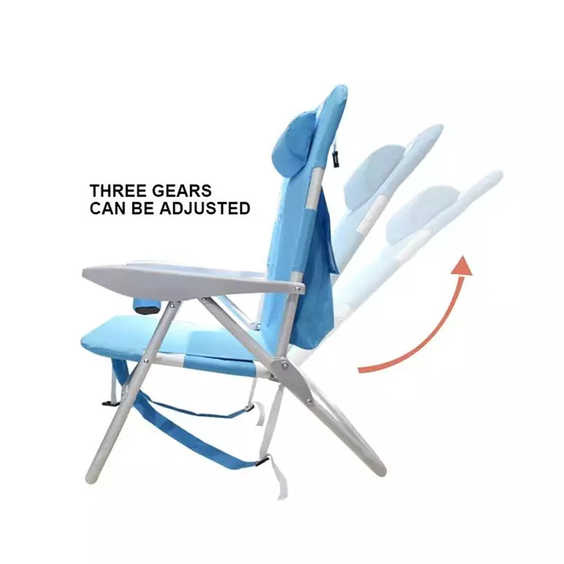 Уличный легкий алюминиевый складной пляжный стул с 3 откидными позициями