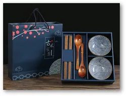 Water Grain Thread Bowl theme ceramic tableware set blue and white porcelain   dinnerware business giveaway withgift box