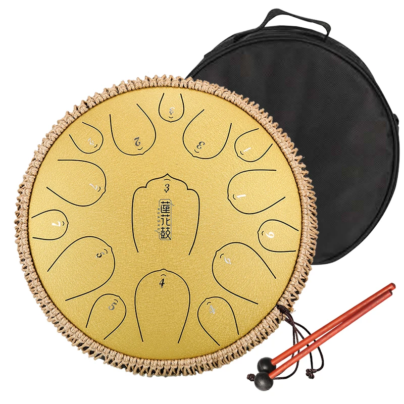 Hluru Steel Tongue Drum Kit 15 Notes 13 Inch Hanpan Tank Drum High Quality Musical Instruments THL15