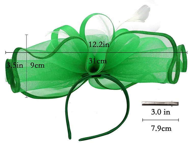 Fashion Green Big Base Flower Fascinators Headband Aliceband Hat Weddings Ladies Festival Headband