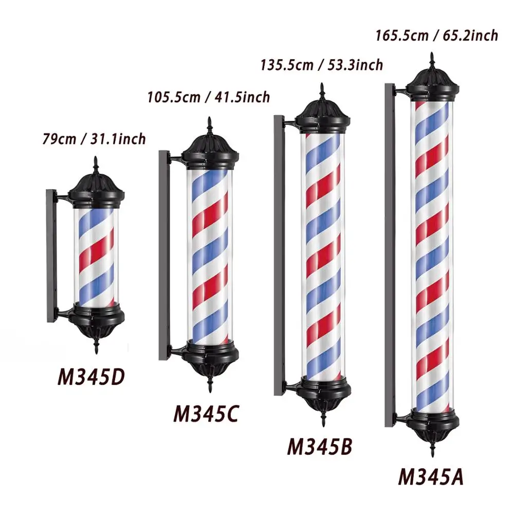 M345 Series  Blue Red White 4 sizes Barber shop light sign barber pole