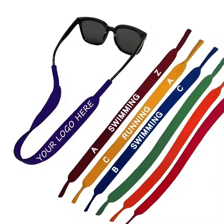 Sports Safety Retainer Custom Logo Neoprene Non-Slip Safety Adjustable Eyeglass Neck Retainer Cord Custom Sunglasses Strap