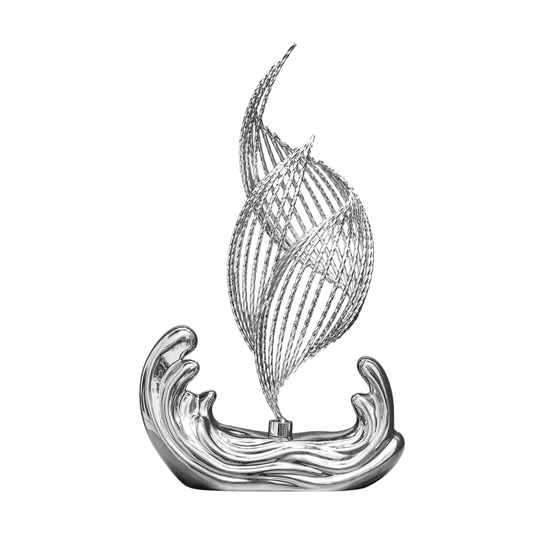 high quality Golden Metal Art Sculptures with Base Abstract Table Decor Statue Home Office Gold Iron Art Sculpture Ornament