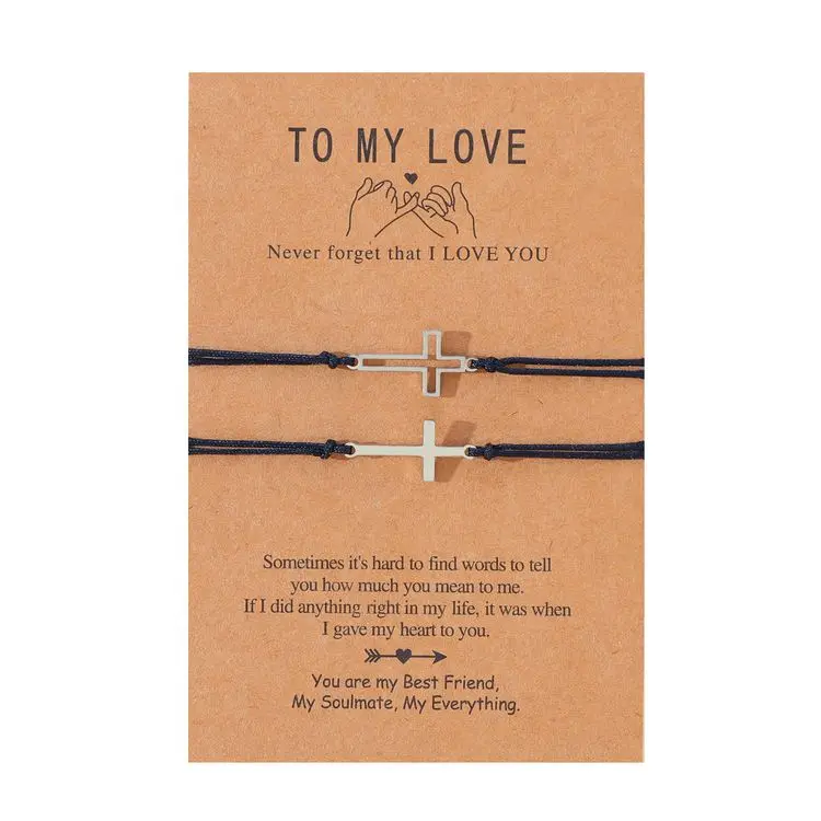 2024 Unisex Stainless Steel Charm Bracelets Set Cross Bracelet for Lover Family Friend for Wedding Party Gifts