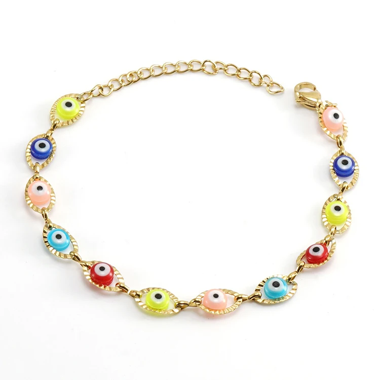 Bohemian Style Gold Plated Lucky Protection Evil Eyes Bracelet Adjustable Gold Silver Plated Blue Red Eye Charm Bracelet