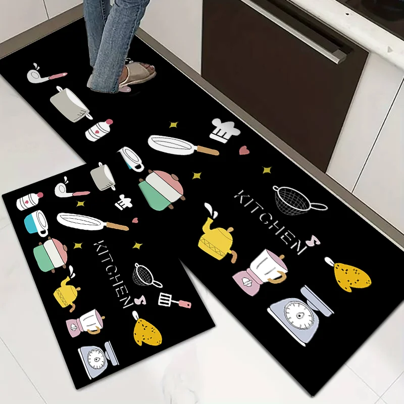 2-Piece Kitchen Floor Carpet Rugs and Mats Set Waterproof Cushioned Fatigue Resistance kitchen mat