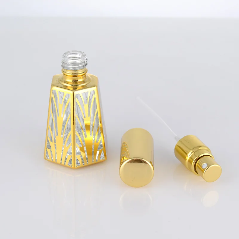 luxury Empty mini glass arabic perfume bottle golden arabic 10ml