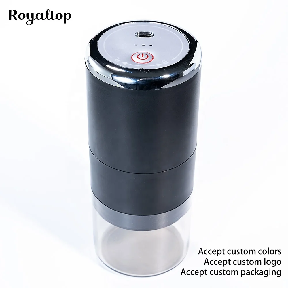 Custom Logo black USB rechargeable espresso electric grinder 3.7V mini electric coffee grinder with automatic stop function