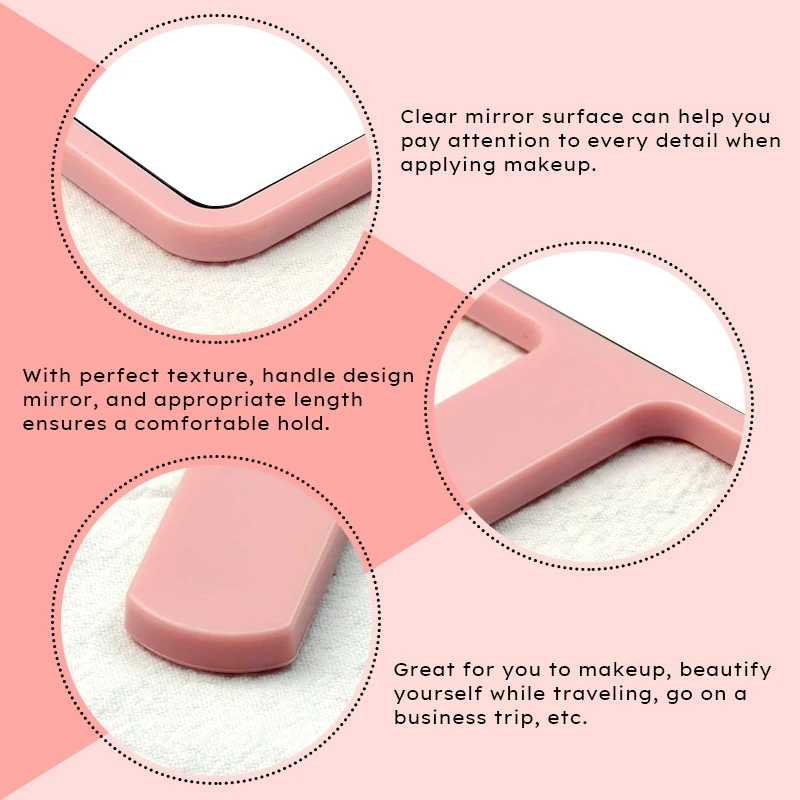 Square handheld mirror wholesale mini mirror cosmetic private label lash mirrors vendor