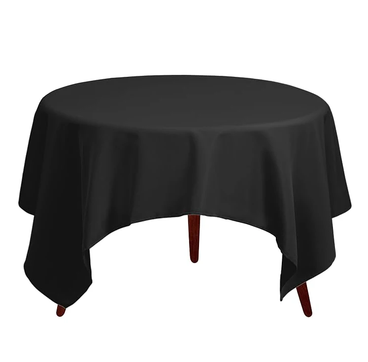 Wholesale Custom Table Cloth Black Square Rectangular Tablecloth in Polyester Linens Fabric Tablecloths For Wedding Parties