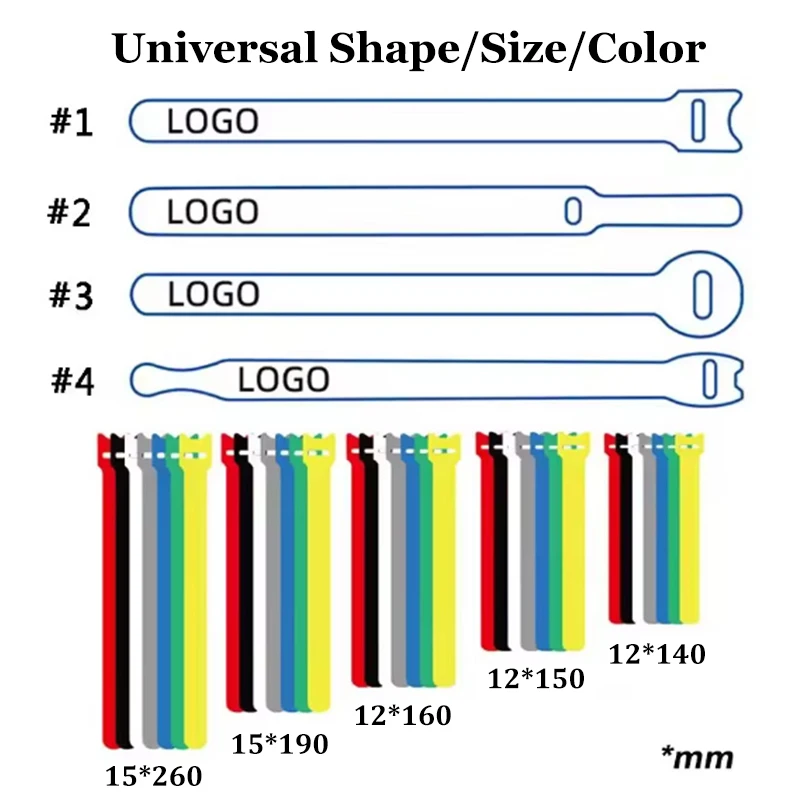 Adjustable Reusable Self-Adhesive Cable Ties and Cord Straps Heat Resistant for Organizing and Managing Hook Loop Cords