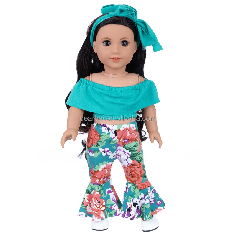 New Design American 18 inch girl Shafu doll clothes one line shoulder flare pants fashion change dress baby