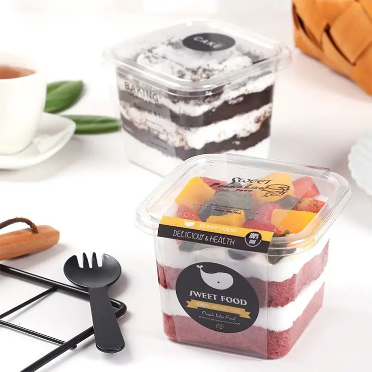 
Disposable Packaging Clear Food Container PP Plastic Square Cake Box 