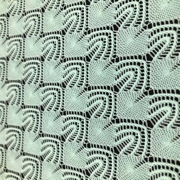 Hollow Hot Sell Green Jacquard Fabric Knitting Crochets cotton Open Weave Crochet Warp Knit Fabrics For Dress