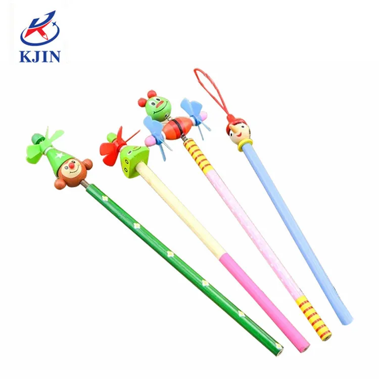 Quality assorted colorful Cartoon characters shape pencil with eraser for student children gift