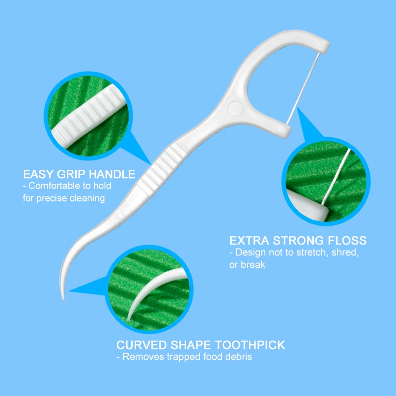 
Bulk OEM 30 Picks Per Box Easy Glide Eco Natural Dental Floss Pick Plastic In Custom Box Container 