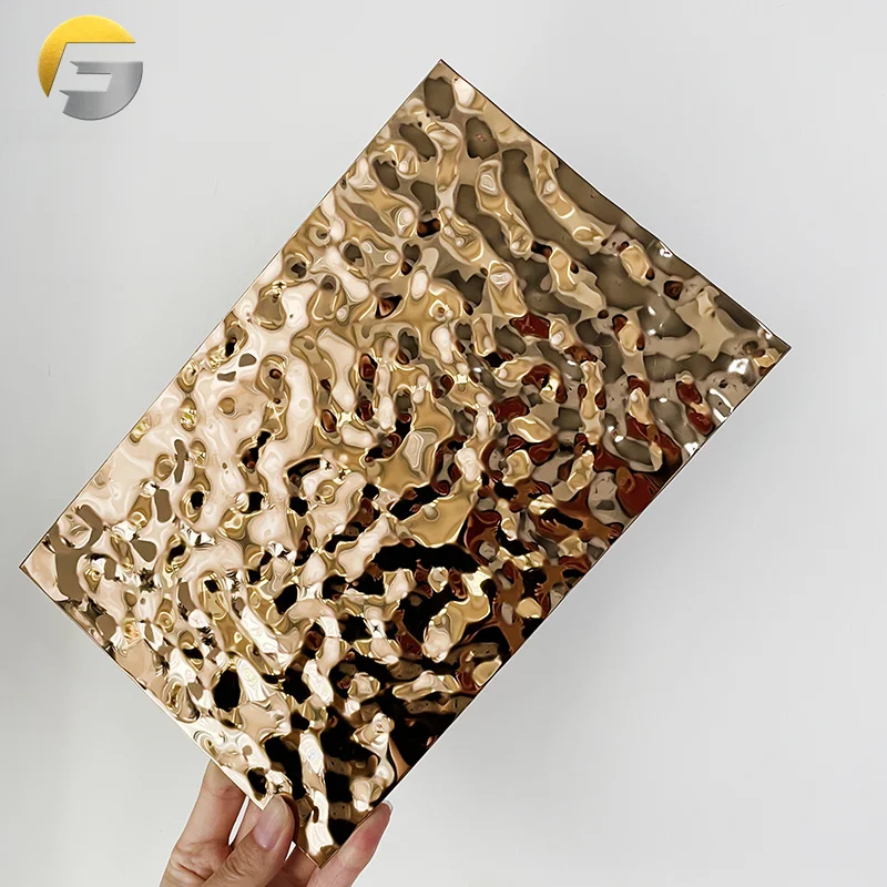 CL0147 PVD color free sample metal stainless steel water ripple sheet for hotel decoration