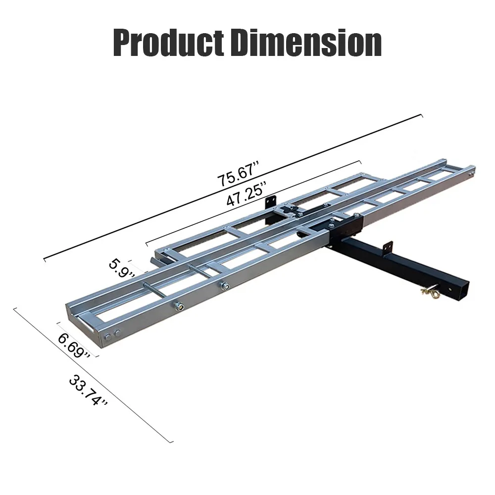 Aluminum Heavy Duty Hitch Mount Motorcycle Rack Sliver Folding Motorcycle Carrier With Loading Ramp