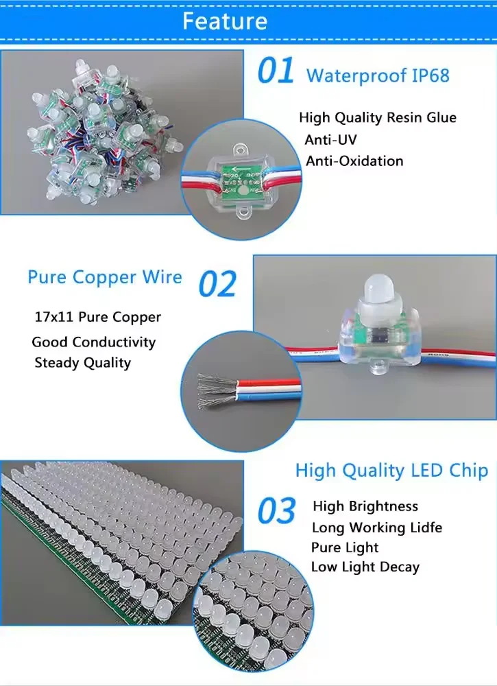 Programmable square 12mm pixel string light rgb full color 5v led modul ws2811 for advertising sign christmas decoration.png