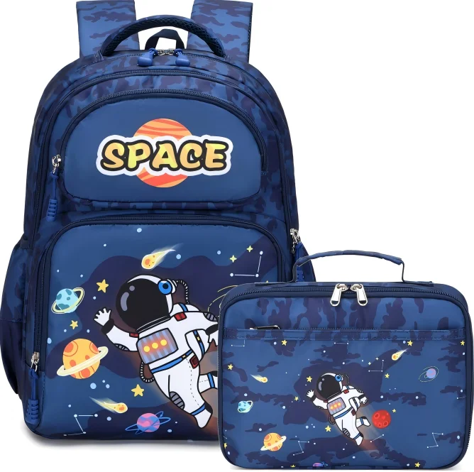 Fashionable Waterproof Student Boy Backpack with Game Machine Pattern Three-Piece Set Including Lunch Bag Stylish School Bag