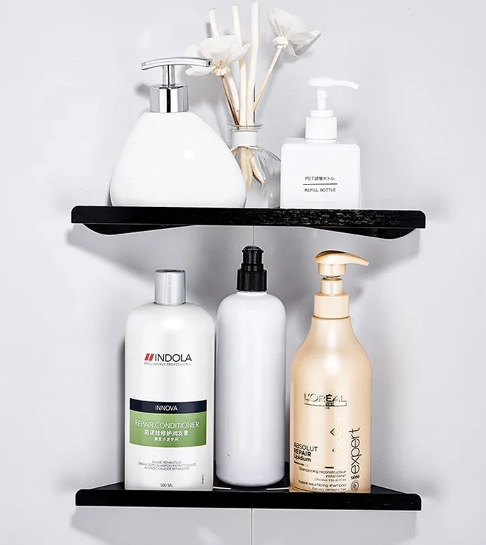 REACH certified Double layers Hotel Shower Storage Organizer No Drilling Bathroom Shower Corner Shelves