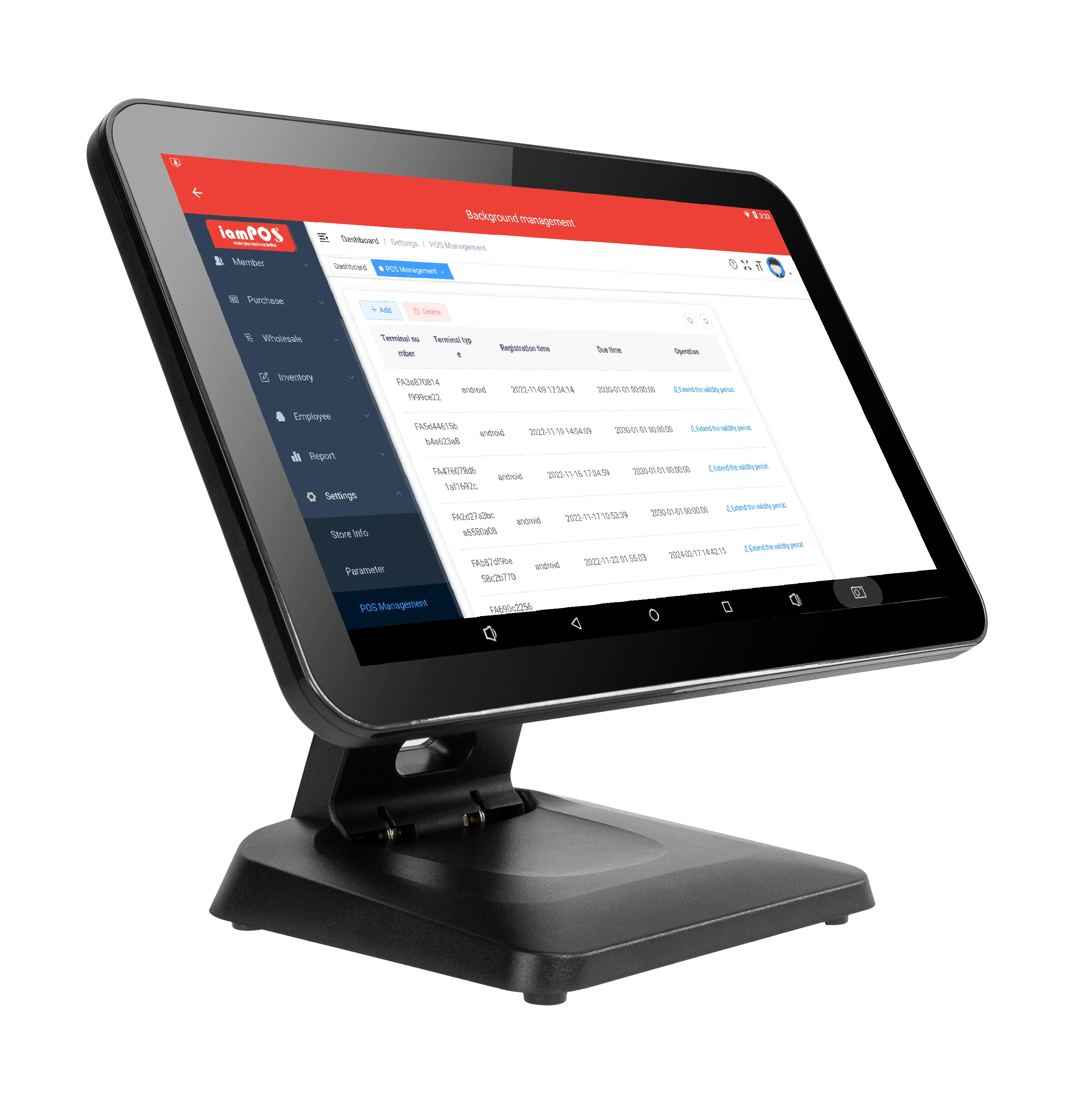 280FN Foldable Metal POS Terminals 15.6' 1080P Display Cash Register Terminal for Restaurant and Cafe Use